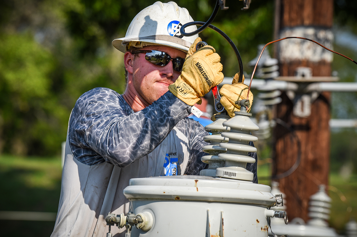 Bluebonnet’s apprentice Cooper Lucherk from Brenham competes in the Apprentice 3 Phase Transformer Bank event