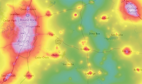 Light pollution map