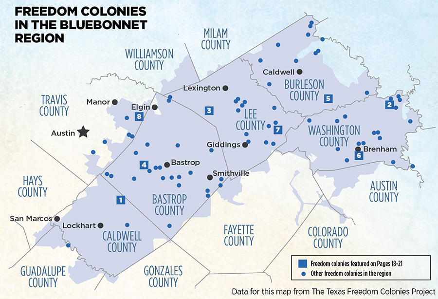 Freedom colonies map