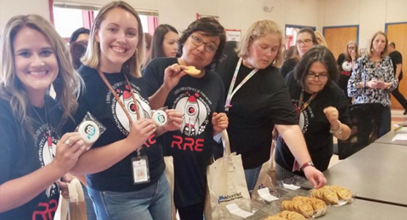 Red Rock Elementary teachers enjoy treats from Bluebonnet.